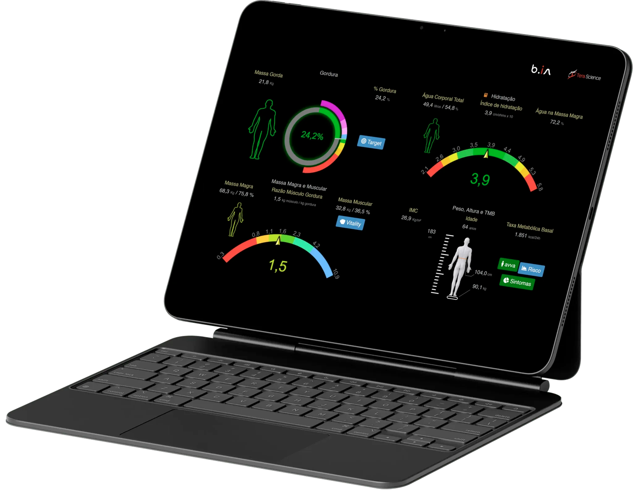 tablet com resultados bia na tela